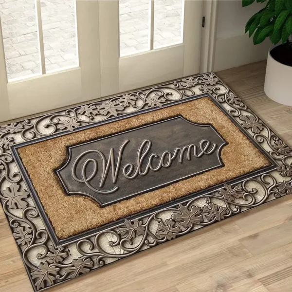 Paillasson en polyester lavable en machine avec dos en caoutchouc, Tapis tressé antidérapant, léger et durable pour entrée, salle de bain, Tapis de bienvenue décoratif à motif abstrait facile à nettoyer, plusieurs tailles disponibles