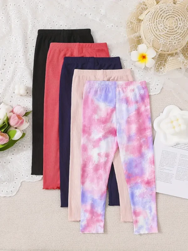 Lot de 5 leggings à enfiler de qualité supérieure pour tout-petits filles