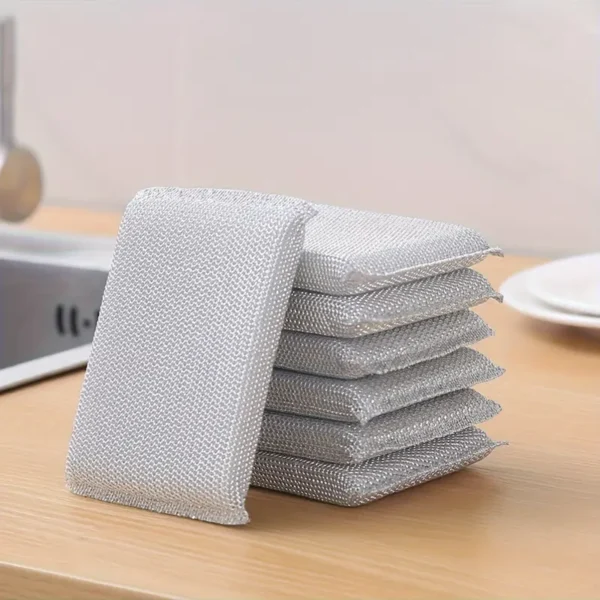 Lot de 8/4 éponges de nettoyage de cuisine en soie argentée haute densité, éponge magique, brosse à récurer, éponge double face, éponge de nettoyage abrasive universelle pour la vaisselle
