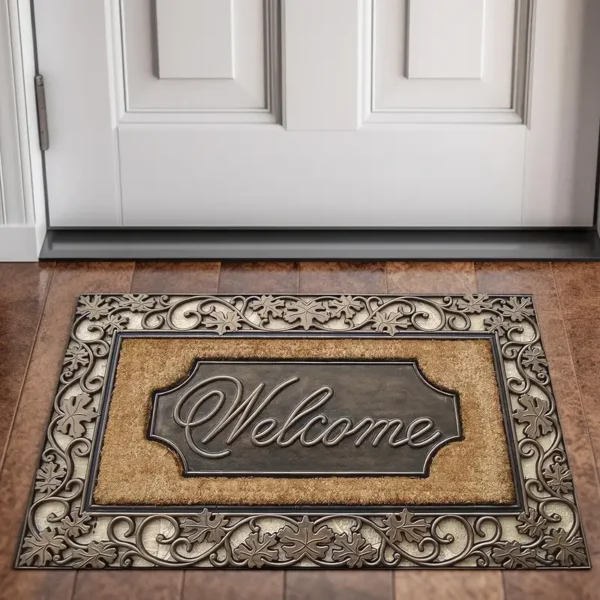 Paillasson en polyester lavable en machine avec dos en caoutchouc, Tapis tressé antidérapant, léger et durable pour entrée, salle de bain, Tapis de bienvenue décoratif à motif abstrait facile à nettoyer, plusieurs tailles disponibles – Image 2