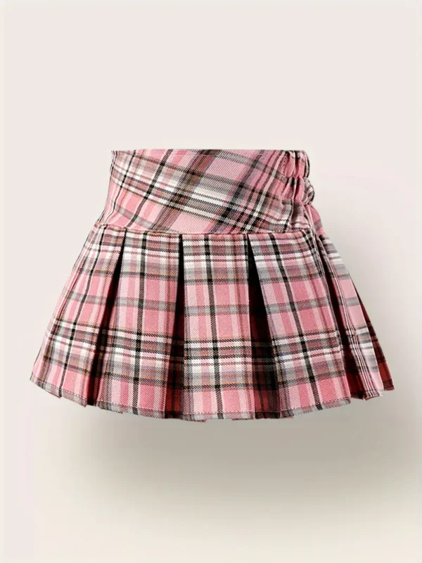 Jupe mini preppy taille haute pour fille, jupe plissée d'uniforme scolaire avec doublure de short de sécurité, K-pop