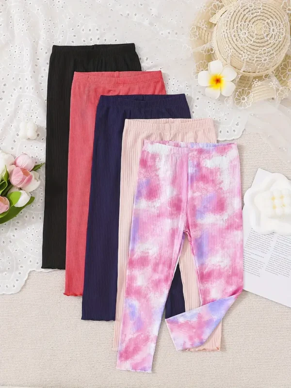 Lot de 5 leggings à enfiler de qualité supérieure pour tout-petits filles - Image 3