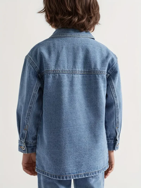 Jacket en jean polyvalente et élégante pour garçons, veste à manches longues avec revers boutonné, vêtements d'extérieur pour garçons – Image 5