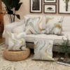 Lot de 4 housses de coussin décoratives en polyester gris marbre doré, style minimaliste moderne, abstrait, texturé, style milieu du siècle, 45 x 45 cm, convient pour le salon, la chambre à coucher, le canapé-lit