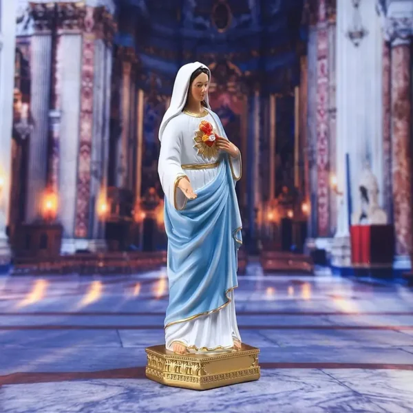 Statue de la Sainte Vierge Marie, Petite statue colorée en résine pour décoration de maison et de bureau, méditation zen, nature, anniversaire, Halloween, utilisation intérieure et extérieure – Image 4