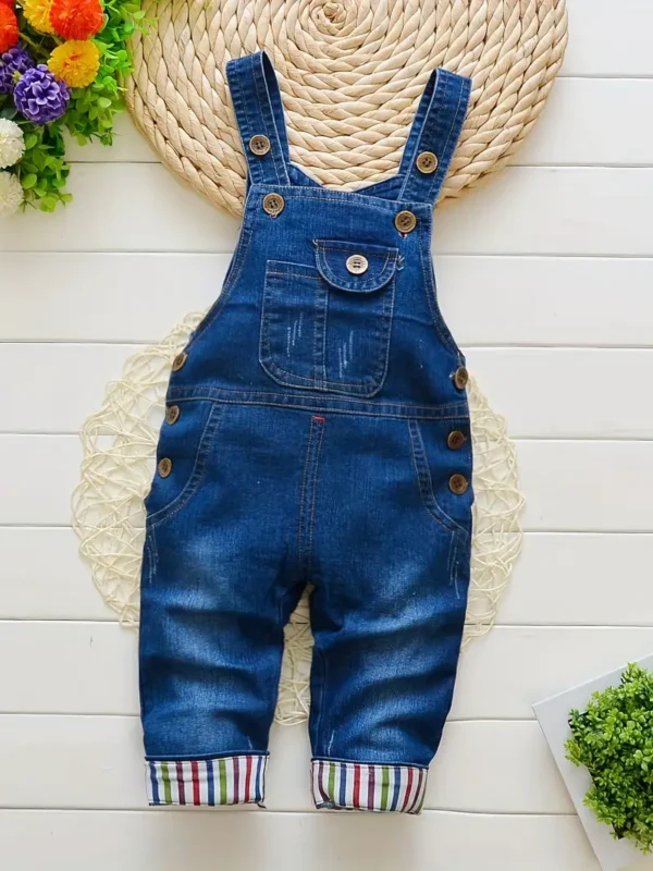 Pantalon en jean ajustable pour petit garçon, Salopette imprimée mignonne, Salopette en jean pour bébé