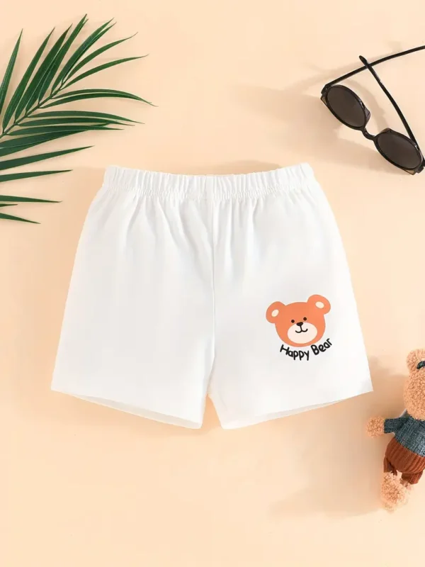 Lot de 3 shorts décontractés à imprimé Happy Bear pour bébé et tout-petit, bas confortables à taille élastique, vêtements pour bébé garçon - Image 4