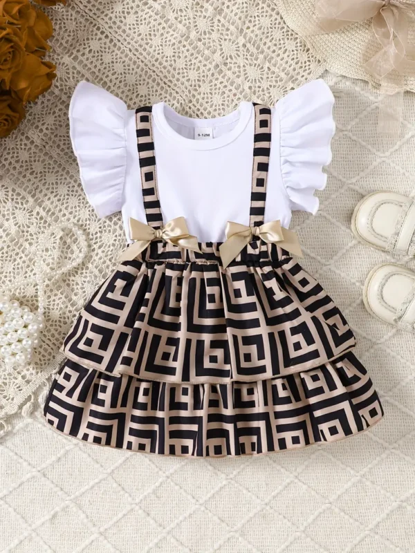 Robe décontractée à manches courtes en similicuir pour bébé, vêtements pour bébé et petite fille pour l'été/printemps, en cadeau