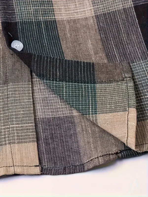 Chemise boutonnée décontractée à carreaux pour garçons, haut d'été confortable à manches courtes – Image 11