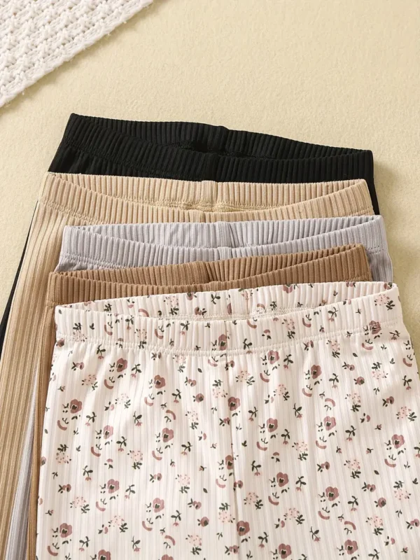 Lot de 5 leggings à enfiler de qualité supérieure pour tout-petits filles - Image 4