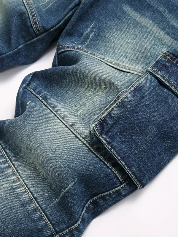 Jean slim d'inspiration vintage pour ados, Mélange de coton, taille mi-haute avec poches latérales, lavable en machine – Image 5