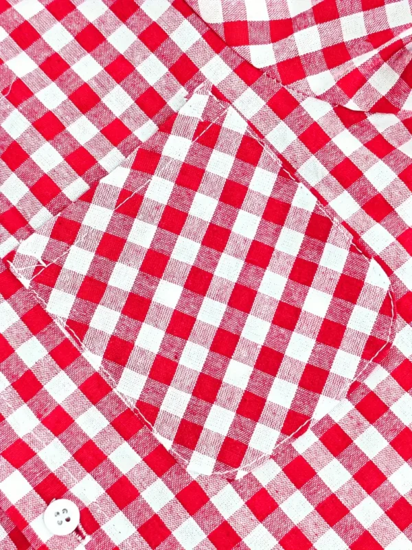 Chemise à manches courtes à carreaux tendance pour adolescents avec poche, hauts en coton décontractés et confortables pour l'été – Image 5