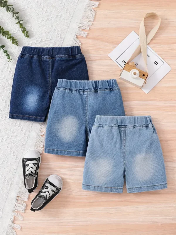 Lot de 3 shorts en jean pour bébé garçon, taille élastique, coupe confortable, vêtements d'été polyvalents pour l'extérieur - Image 4