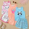 Ensemble de 3 tenues mignonnes pour fille avec motif de dessin animé Ensemble de 3 tenues mignonnes pour fille avec motif de dessin animé, débardeur et short à imprimé chaton, fraise et panda, Idéal pour les sorties décontractées d'été 26 décembre 2024 Kotazando