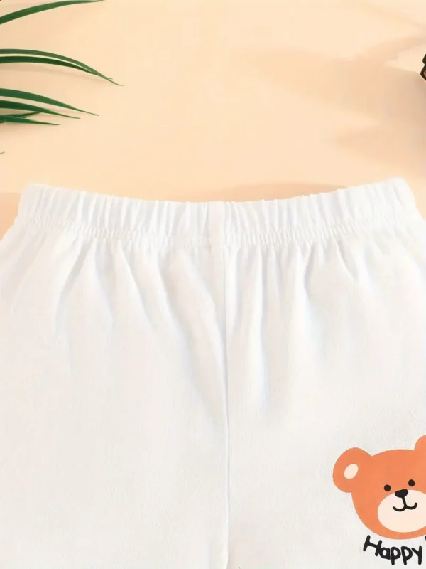 Lot de 3 shorts décontractés à imprimé Happy Bear pour bébé et tout-petit, bas confortables à taille élastique, vêtements pour bébé garçon - Image 9