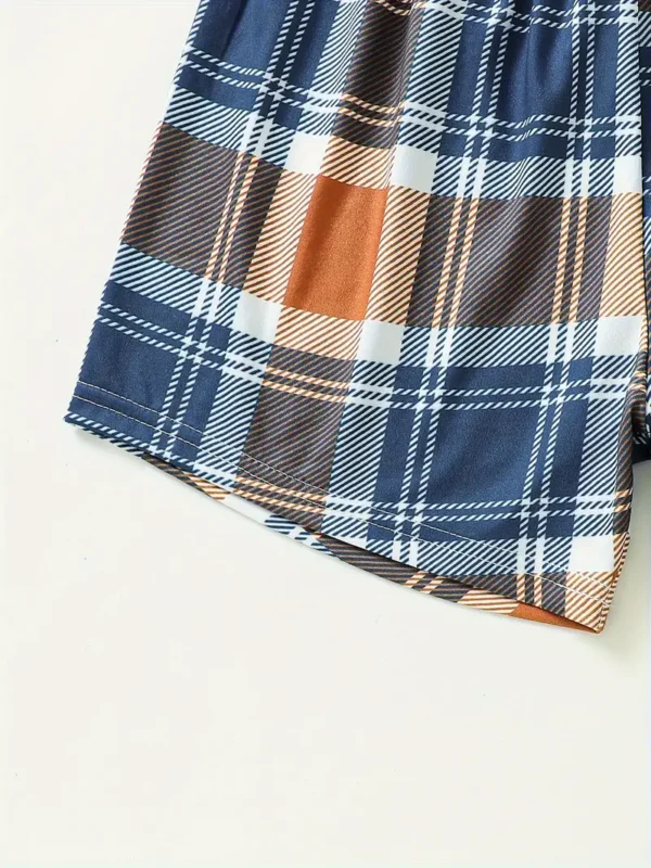 3 Pièces Short D'été À Rayures Contrastantes Multicolores Pour Garçons, Pantalon Élastique De Style Décontracté – Image 4