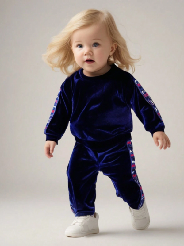 Ensemble sweat-shirt et pantalon taille élastique en velours pour bébé fille