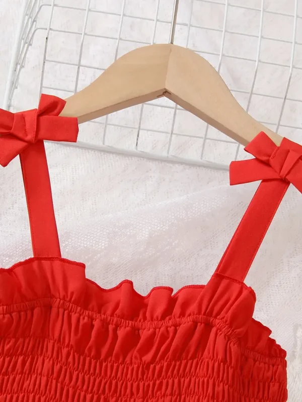Robe camisole tendance à rayures arc-en-ciel pour filles, motif nœud, blocs de couleurs, cadeau de fête d'été – Image 4