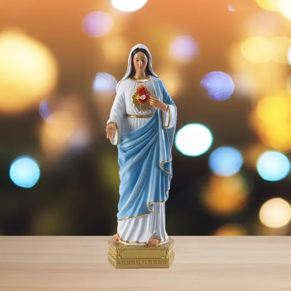 Statue de la Sainte Vierge Marie, Petite statue colorée en résine pour décoration de maison et de bureau, méditation zen, nature, anniversaire, Halloween, utilisation intérieure et extérieure – Image 9