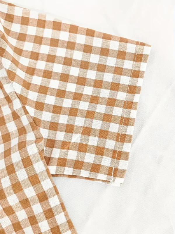 Chemise à manches courtes à carreaux tendance pour adolescents avec poche, hauts en coton décontractés et confortables pour l'été – Image 6