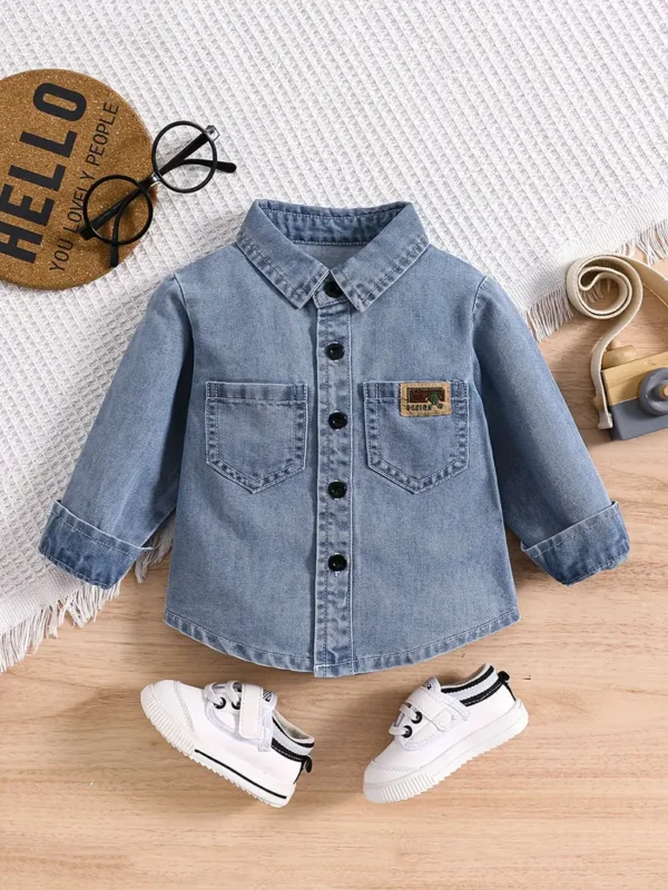 Veste en jean tendance pour bébé et tout-petit, chemise à broderie décorative, vêtements pour bébé garçon pour le printemps et l'automne