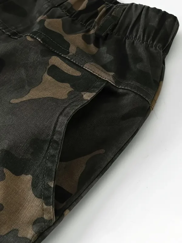 Pantalon cargo décontracté camouflage pour garçons, pantalon de jogging tendance à taille élastique avec poche, vêtements d'extérieur pour enfants - Image 5