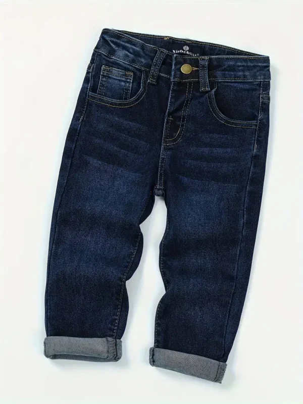 Jean en coton denim pour bébé garçon, pantalon décontracté pour tout-petit avec poches pour le printemps/automne, tissu d'extérieur