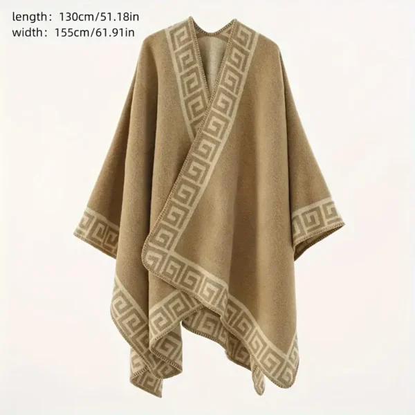 Châle jacquard Boho Chic pour femme, coupe ample, cardigan ouvert sur le devant avec ourlet fendu, cape coupe-vent pour tenue décontractée – Image 7