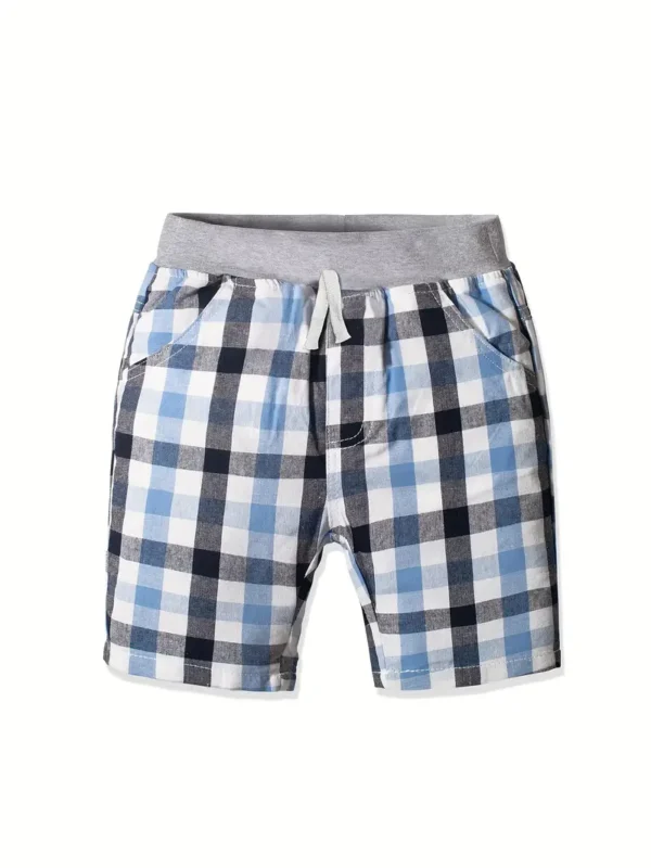 Lot de 3 culottes classiques à carreaux confortables et créatifs pour garçons, shorts décontractés pour l'été en plein air – Image 2