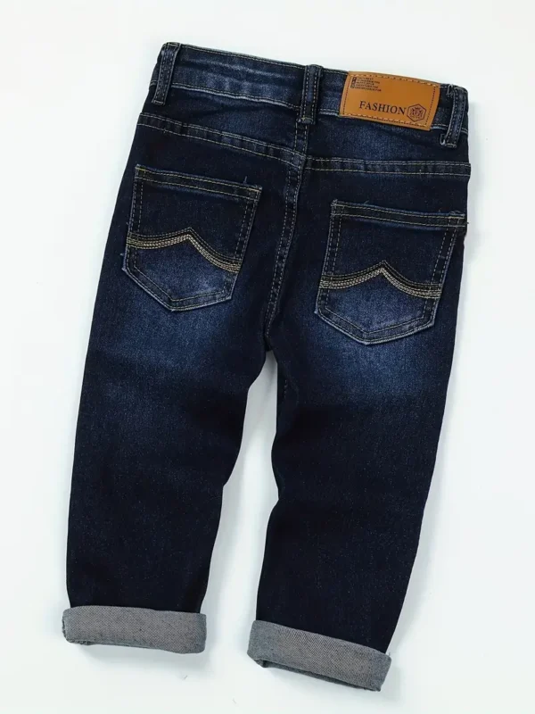 Jean en coton denim pour bébé garçon, pantalon décontracté pour tout-petit avec poches pour le printemps/automne, tissu d'extérieur - Image 2