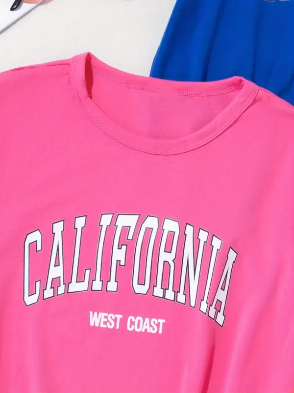 T-shirt d'été décontracté à manches courtes pour enfants, imprimé alphabet, mélange de polyester doux, coupe décontractée, lavable en machine, ensemble 3 pièces pour garçons et filles – Image 6