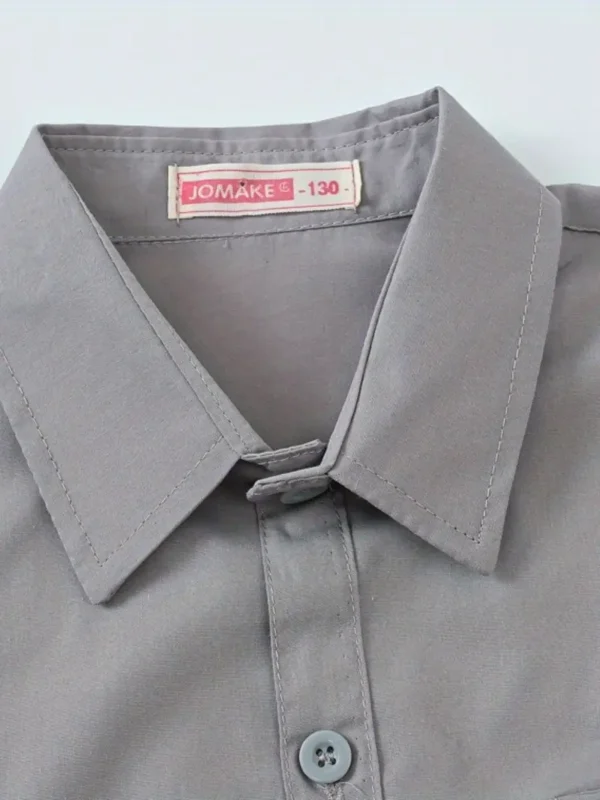 Chemise boutonnée à manches longues pour garçons, style preppy pour le printemps, l'été et l'automne, vêtements pour enfants – Image 4