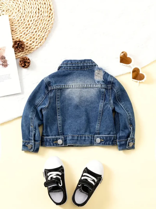 Veste en jean déchiré pour bébé, manteau d'extérieur de style urbain, vêtements pour bébé garçon - Image 4