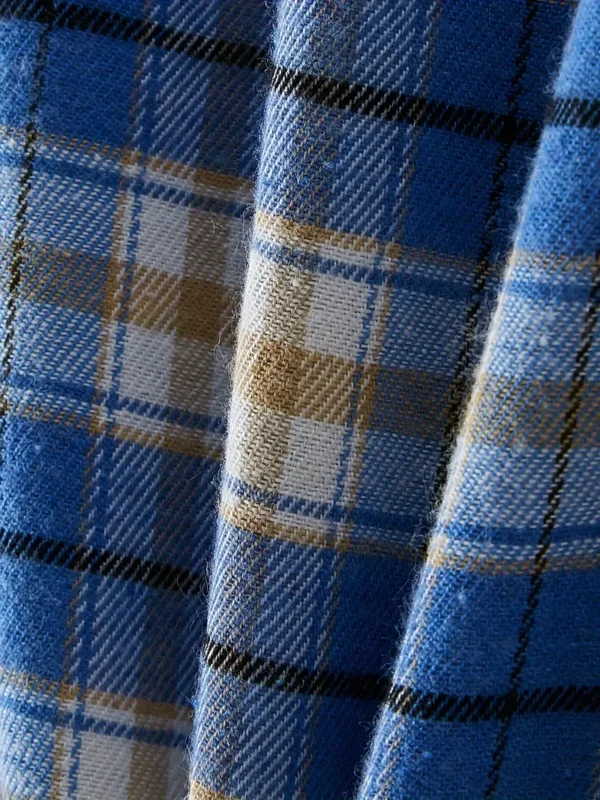 Chemise boutonnée à manches courtes pour homme avec motif à carreaux élégant et poche poitrine, vacances d'été – Image 20