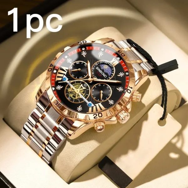 Montre à quartz en acier inoxydable pour homme Binbond Montre à quartz en acier inoxydable pour homme Binbond, Design chronographe élégant, idée cadeau parfaite 4 octobre 2024 Kotazando