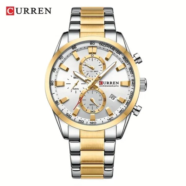 Montre-bracelet chronographe multifonctionnelle pour homme Montre-bracelet chronographe multifonctionnelle pour homme, CURREN avec bracelet en acier et montre ronde étanche, choix idéal pour les cadeaux 4 octobre 2024 Kotazando