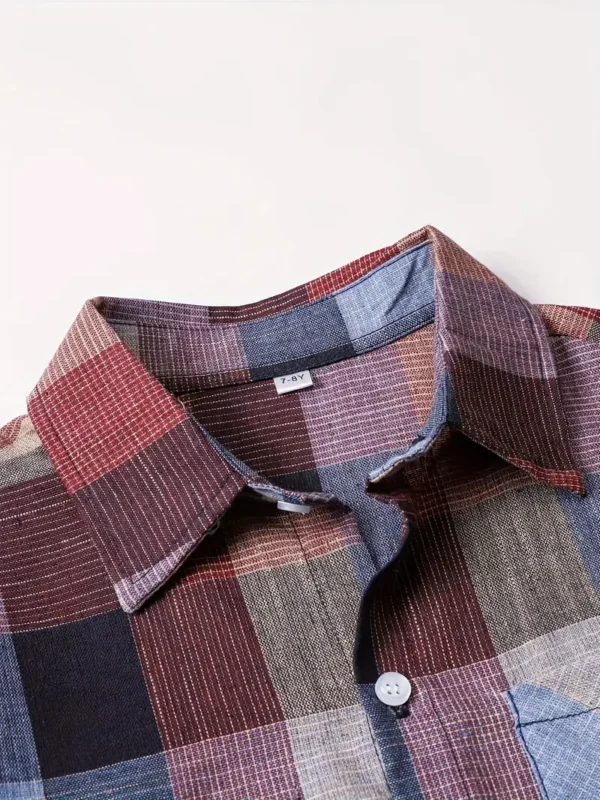 Chemise boutonnée décontractée à carreaux pour garçons, haut d'été confortable à manches courtes – Image 15