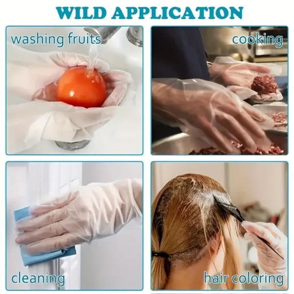 Lot de 100 gants jetables multi-usages, Imperméables, sans plomb et sans latex pour la cuisine, la salle de bain, l'extérieur, Parfaits pour la préparation des aliments, les soins des animaux et le nettoyage de la maison – Image 8