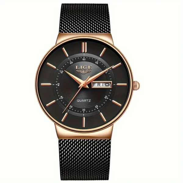 Montre à quartz ultra fine pour homme LIGE Montre à quartz ultra fine pour homme LIGE, bracelet en maille d'acier 4 octobre 2024 Kotazando