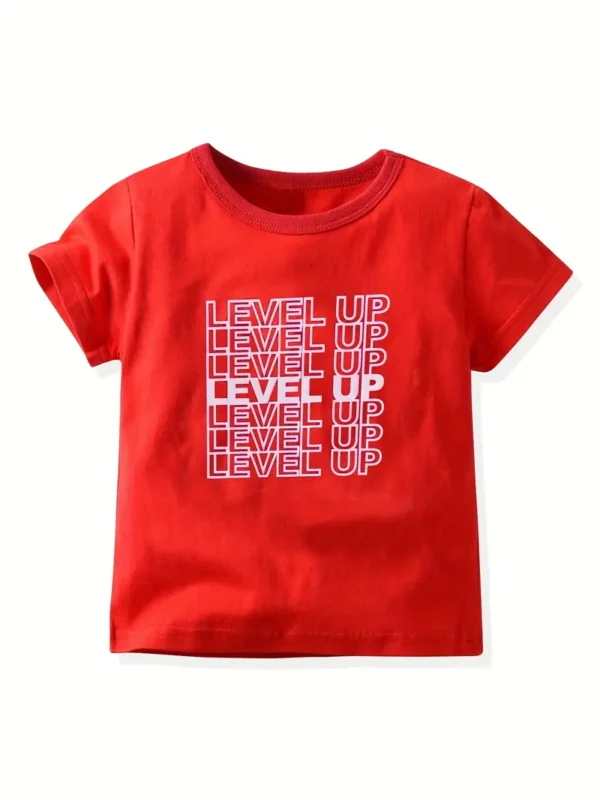 Lot de 4 t-shirts créatifs pour garçons avec imprimé de lettres et manette de jeu, décontractés, légers et confortables, à manches courtes et col ras du cou, vêtements pour enfants pour l'été - Image 5