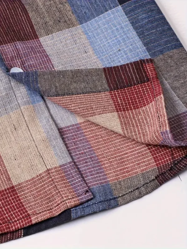 Chemise boutonnée décontractée à carreaux pour garçons, haut d'été confortable à manches courtes – Image 17