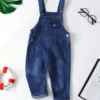 Salopette en jean de coton pour tout-petits garçons, style décontracté, pantalon en jean à bretelles réglables avec poche pour un usage quotidien