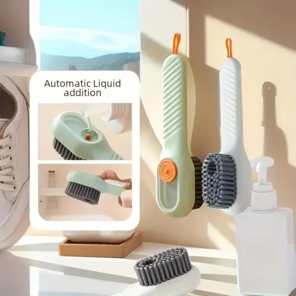 1pc, brosse à chaussures multifonctionnelle avec distributeur de liquide, brosse à chaussures avec poils doux, idéale pour le nettoyage de la salle de bain, de la cuisine et de la buanderie, produits de nettoyage, outil de nettoyage – Image 3