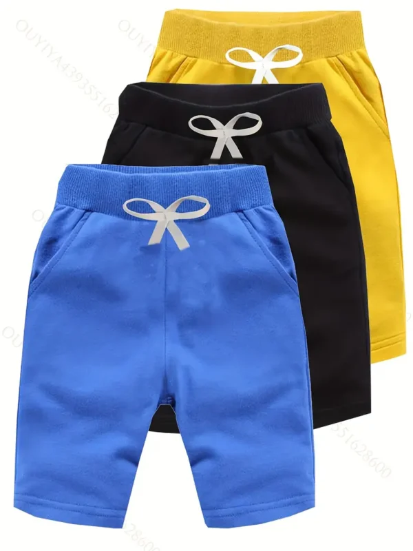 Lot de 3 shorts décontractés pour garçons, doux, confortables et respirants pour l'été, vêtements pour enfants – Image 2
