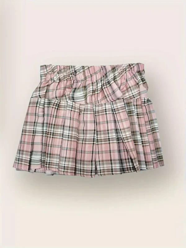 Jupe mini preppy taille haute pour fille, jupe plissée d'uniforme scolaire avec doublure de short de sécurité, K-pop - Image 3