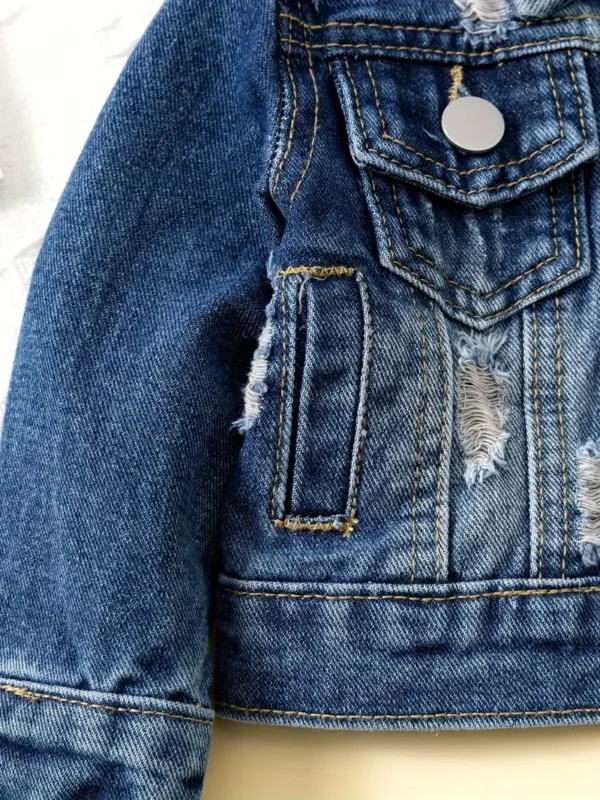 Veste en jean déchiré pour bébé, manteau d'extérieur de style urbain, vêtements pour bébé garçon - Image 6