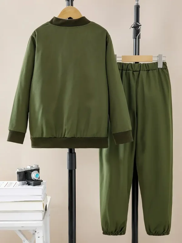 Pantalon à manches longues pour garçon, costume de baseball, haut, lettre imprimée, plus bouton, costume décontracté d'automne, pour l'extérieur - Image 2