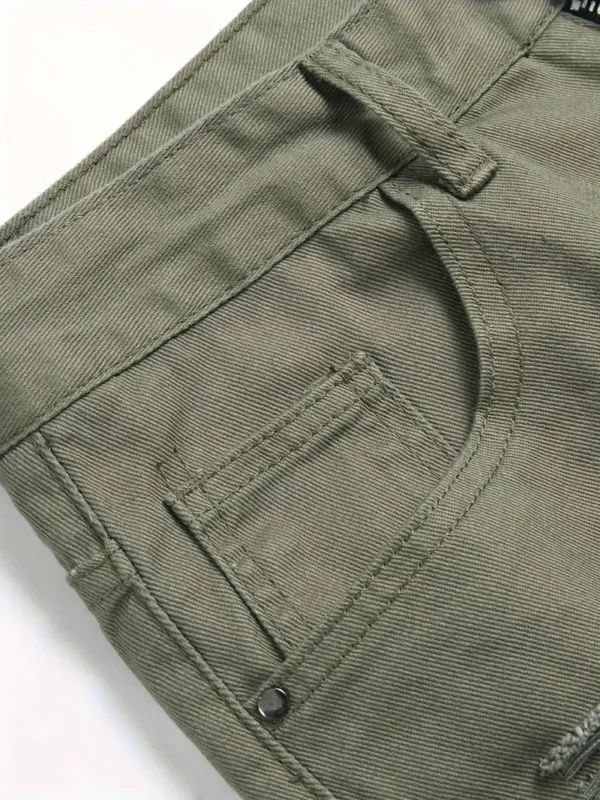 Jean slim vert olive déchiré pour garçon, Coton, lavable en machine, style décontracté pour toutes les saisons - Image 7