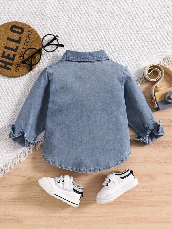 Veste en jean tendance pour bébé et tout-petit, chemise à broderie décorative, vêtements pour bébé garçon pour le printemps et l'automne - Image 2