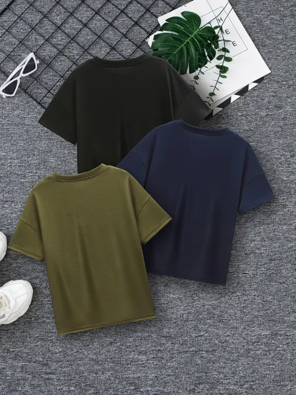 Lot de 3 t-shirts à manches courtes tendance avec imprimé manette de jeu, Visuels attrayants, décontractés pour garçons - Vêtements d'été cool, légers et confortables - Image 6